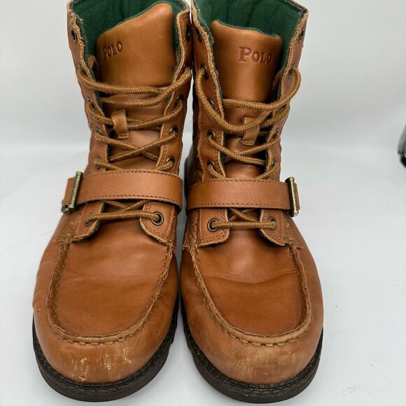 Polo By Ralph Lauren Ranger Tumbled Leather and Quilted Brown Ankle Boot Mens 6 - Picture 6 of 16